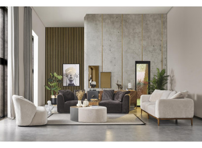 Bankstel Bank Stof Bankstellen Modern Woonkamer Wit 3 delig Polyester